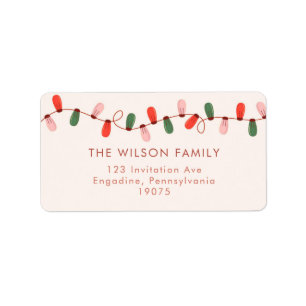 Christmas Lights Coloured Merry Christmas Adress Label