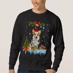 Christmas Lights Corgi Dog Santa Tree Xmas Corgi L Sweatshirt