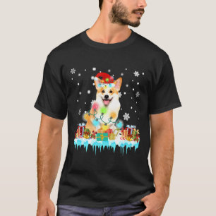 Christmas Lights Corgi Dog Santa Tree Xmas Corgi   T-Shirt