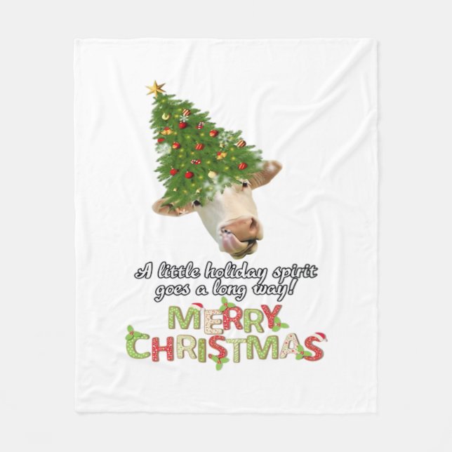 Christmas Lights Cow Lovers Classic T-Shirt Fleece Blanket (Front)