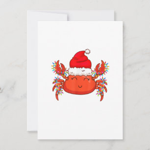 Christmas Lights Crab Wearing Xmas Hat - Cute Crab Invitation