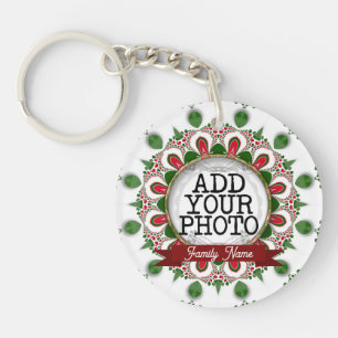Christmas Lights Custom Photo Keepsake Key Ring