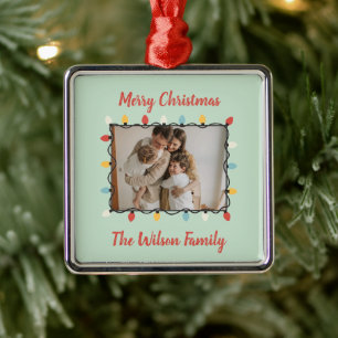 Christmas Lights Customisable Metal Ornament