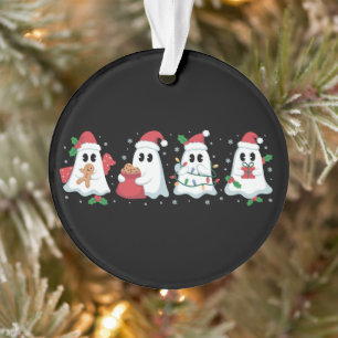 Christmas Lights Cute Ghost Xmas Boo Ornament
