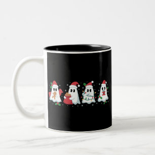 Christmas Lights Cute Ghost Xmas Boo  Two-Tone Coffee Mug