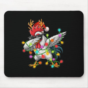 Christmas Lights Dabbing Chicken Santa Funny Xmas Mouse Pad