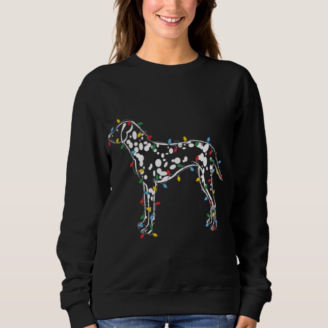 Christmas Lights Dalmatian Dog Lover Ugly Sweater  (Front)