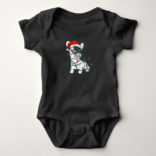 christmas lights decoration funny french bulldog baby bodysuit