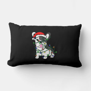 christmas lights decoration funny french bulldog lumbar cushion