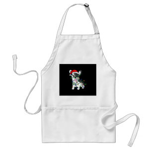 christmas lights decoration funny french bulldog standard apron