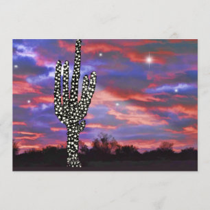 Christmas Lights Desert Saguaro Cactus Invitation