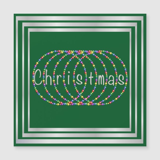 Christmas Lights Design on Green with Silver (Front)