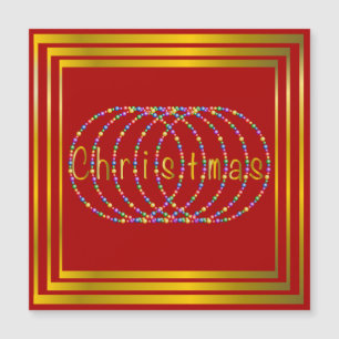 Christmas Lights Design on Red with Gold