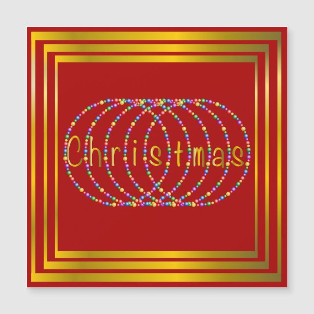 Christmas Lights Design on Red with Gold (Front)