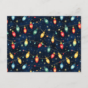 Christmas Lights Design with Twinkling Glow  Postcard