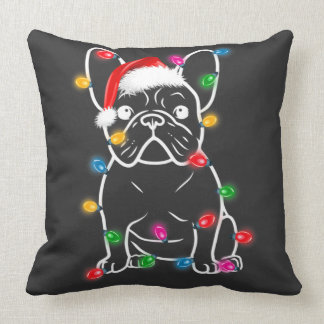 Christmas Lights Dog - French Bulldog T-Shirt Cushion