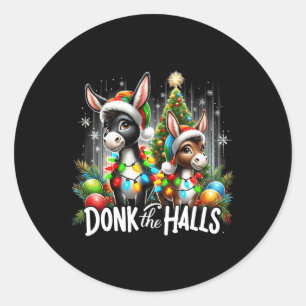 Christmas Lights Donk The Halls Christmas Donkeys Classic Round Sticker