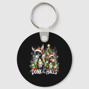 Christmas Lights Donk The Halls Christmas Donkeys Key Ring