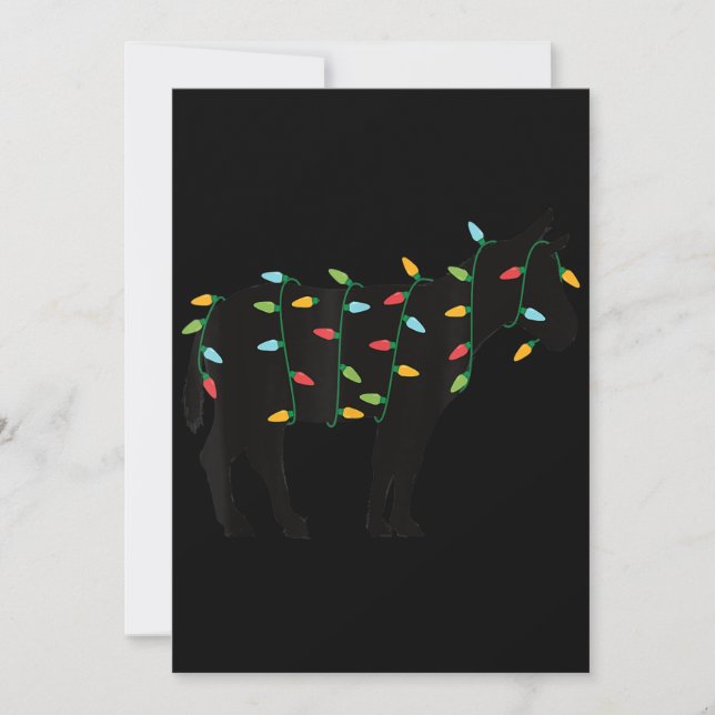 Christmas Lights Donkey Zoo Animal Lover Xmas Gift Holiday Card (Front)