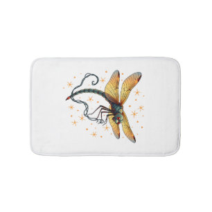 Christmas Lights Dragonfly Bath Mat