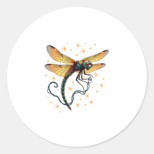 Christmas Lights Dragonfly Classic Round Sticker