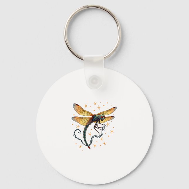 Christmas Lights Dragonfly Key Ring (Front)