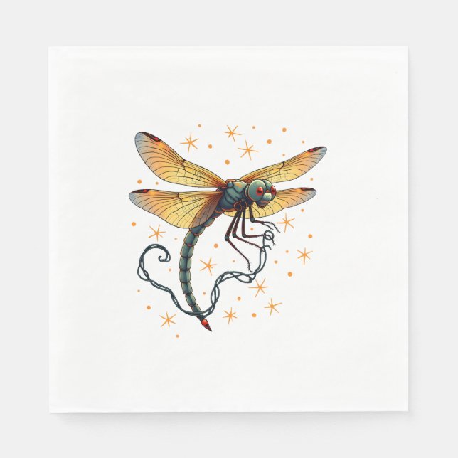 Christmas Lights Dragonfly Napkin (Front)