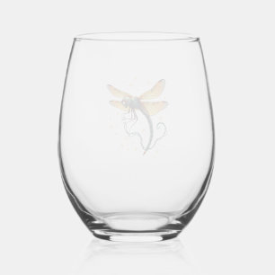 Christmas Lights Dragonfly Stemless Wine Glass