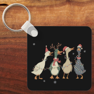 Christmas Lights Ducks Funny Animals Farm Lover Key Ring