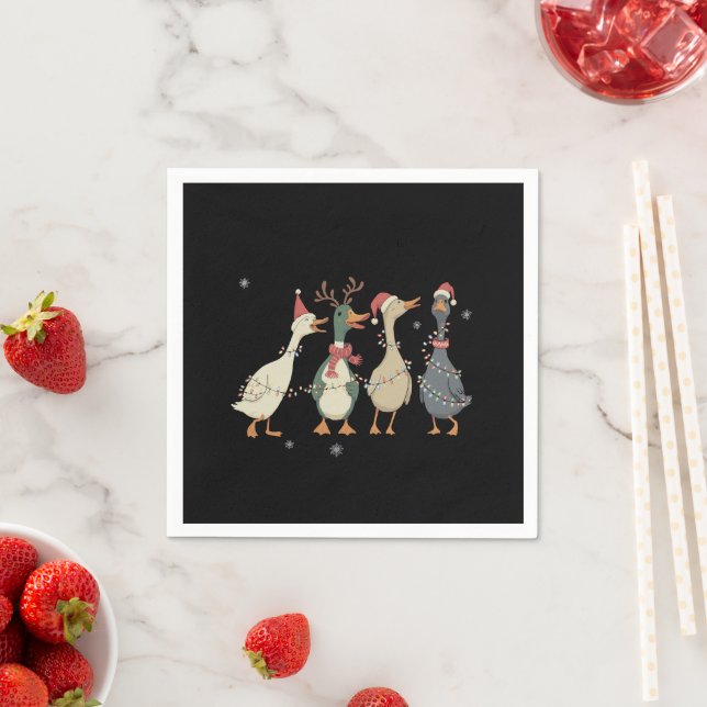 Christmas Lights Ducks Funny Animals Farm Lover  Napkin (Insitu)