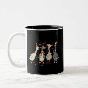 Christmas Lights Ducks Funny Animals Farm Lover  Two-Tone Coffee Mug