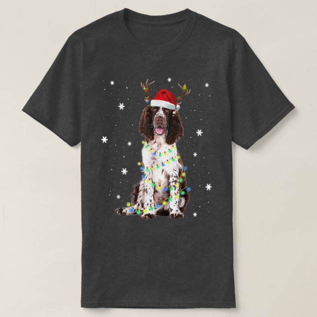 Christmas Lights English Springer Spaniel Dog  T-Shirt (Design Front)