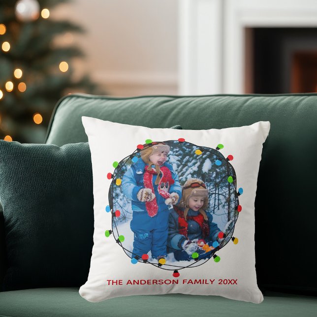 Christmas Lights Family Photo Cute Custom Keepsake Cushion (Creator Uploaded)