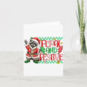 Christmas Lights Feral But Festive Funny Raccoon S Card