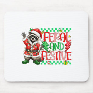 Christmas Lights Feral But Festive Funny Raccoon S Mouse Pad