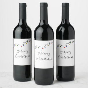 Christmas Lights Festive Holiday   Wine Label
