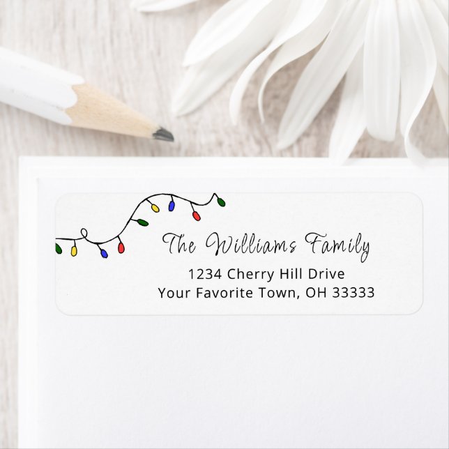 Christmas Lights Festive Modern Return Address Return Address Label (Insitu)