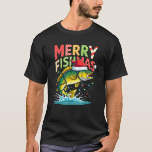 Christmas Lights Fisherman Fishing Merry Fishmas  T-Shirt