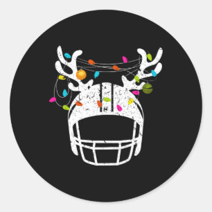 Christmas Lights Football Helmet Funny Xmas Classic Round Sticker
