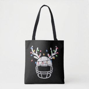 Christmas Lights Football Helmet Funny Xmas Tote Bag