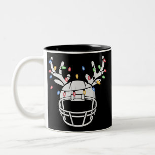 Christmas Lights Football Helmet Funny Xmas Two-Tone Coffee Mug