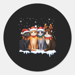 Christmas Lights For Cat Lovers Xmas Classic Round Sticker
