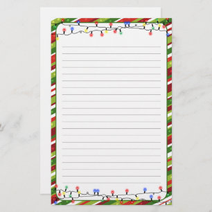 Christmas Lights Frame Holidays Lined Stationery