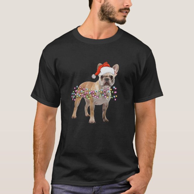 Christmas Lights French bulldog dog Cute T-Shirt (Front)