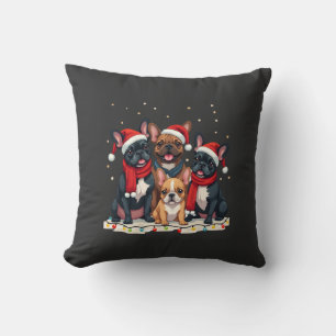 Christmas Lights French Bulldogs Xmas Frenchie Dog Cushion