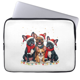 Christmas Lights French Bulldogs Xmas Frenchie Dog Laptop Sleeve