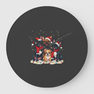 Christmas Lights French Bulldogs Xmas Frenchie Dog Large Clock