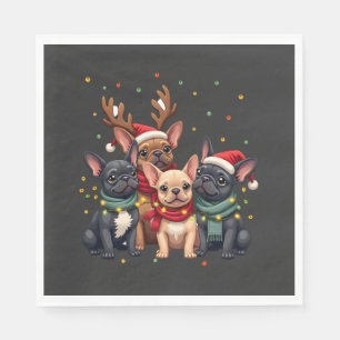Christmas Lights French Bulldogs Xmas Frenchie Dog Napkin