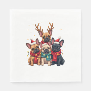 Christmas Lights French Bulldogs Xmas Frenchie Dog Napkin