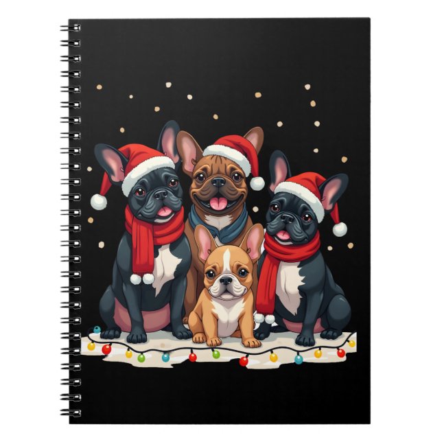 Christmas Lights French Bulldogs Xmas Frenchie Dog Notebook (Front)